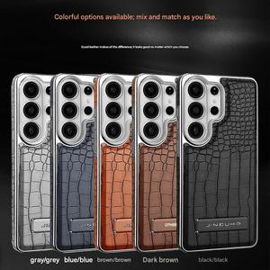 Étui de téléphone en cuir PU magnétique plaqué de haute qualité pour Samsung S26 S23 S24 Ultra S25 Plus avec support à bande antichoc - Product Image 2