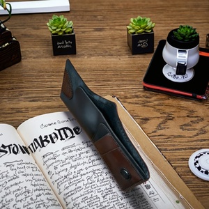 For Genuine Leather Vintage <b>Wallet</b> Open Thread Pattern Cotton Lining Anti-Theft Unisex Short Slim Design 7 Inch Card <b>Holder</b> - Product Image 6