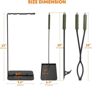 <b>Fire</b> <b>Pit</b> Tools Set with <b>Fire</b> Poker and Log Tongs Shovel Fireplace <b>Fire</b> <b>Pit</b> Wood Stove Indoor Outdoor Use Mail Order Packing - Product Image 5