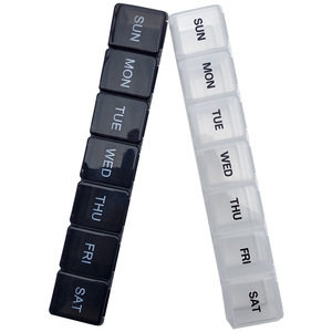 Pilulier hebdomadaire à 7 compartiments, boîte de rangement pour médicaments en plastique transparent noir et blanc pour l'organisation quotidienne des doses - Product Image 4