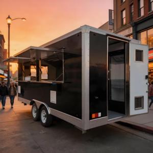 <span class=keywords><strong>Remolque</strong></span> de Comida Ultraligero de 4m con Eje Tándem Doble y Estructura de Aluminio, Carrito Móvil Compacto <span class=keywords><strong>para</strong></span> Zonas Peatonales del Centro de la Ciudad - Product Image 1