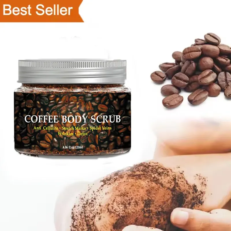 Salon kecantikan scrub khusus kopi & wajah kacang Brasil pencerah menghilangkan kulit kusam busa gosok tubuh