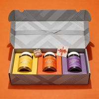 Boîtes d'emballage personnalisées en matériaux recyclés avec logo, gaufrage et revêtement UV pour gommes vitaminées, protéines naturelles et pilules de vitamines saines