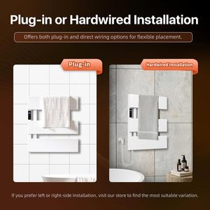 Estante calentador de toallas eléctrico montado en la pared con temporizador Control de temperatura enchufable <span class=keywords><strong>Panel</strong></span> táctil inteligente de calentamiento rápido cableado - Product Image 5