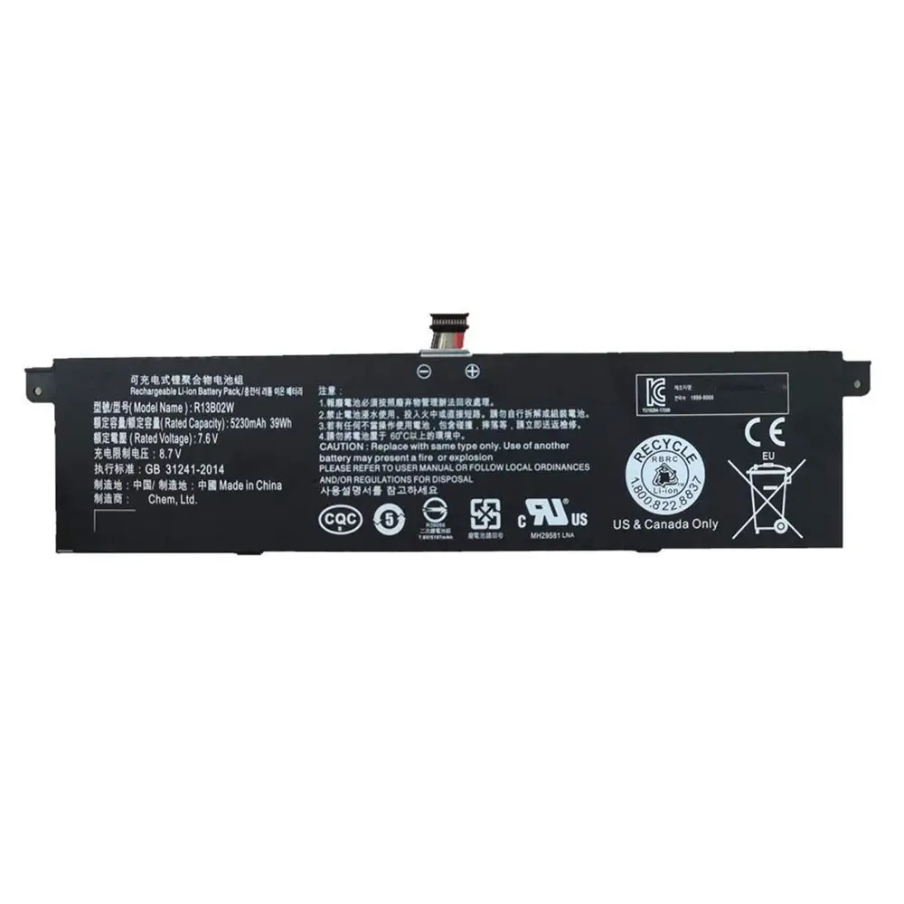 DWO R13B02W R13B01W Laptop battery for Xiaomi Air 13.3 inch Series Notebook 161301-01 Tablet PC Compatible Battery 7.6V 39WH