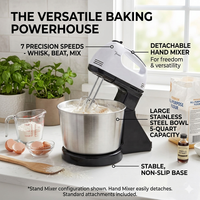 Robot pâtissier électrique multifonctionnel 7 vitesses 380W en acier inoxydable avec bol mélangeur, pour usage domestique