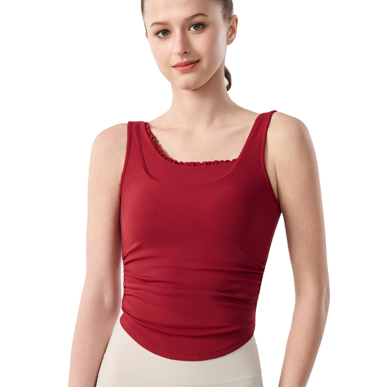 Women's Summer Yoga Sports Bra with Chest Pad Breathable Quick Dry Spandex/Nylon Fitness Top Skinny Fit Pleated Design