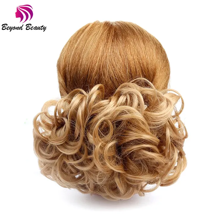 Bridal Synthetic Short Messy Curly Dish Hair Bun Extension Easy Stretch Combs Clip In bun Tray Ponytail