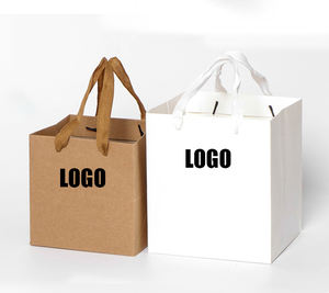 Xinrunjin Grand sac fourre-tout carré sac cadeau en carton Kraft brun avec fond carré pour emballage de bouquet - Product Image 3