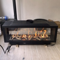 Cheminée au gaz MEISU.CH personnalisable pour intérieur/extérieur avec prise d'air transparente, insert pour foyer au gaz naturel