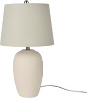 Lampe de table en céramique blanche naturelle de 23 pouces pour chambre à coucher, salon, salle à manger, bureau avec abat-jour blanc