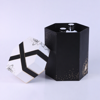 Boîte-cadeau deux pièces rigide hexagonale personnalisable Conception unique à six faces pour mariage Vente au détail Marque Boîtes en papier avec logo de commande en gros