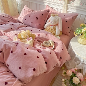 Bộ chăn ga gối đệm nhung sữa <span class=keywords><strong>in</strong></span> hoa văn thực vật, mềm mại, ấm áp, chống tĩnh điện, phong cách nhẹ nhàng sang trọng, dùng cho phòng ngủ. - Product Image 6