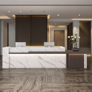 Mostrador de Recepción Comercial de Madera Ecológica Moderna YS-0809 con Luz LED y Unión sin Costuras para Hoteles, Escuelas y Edificios de Oficinas - Product Image 1