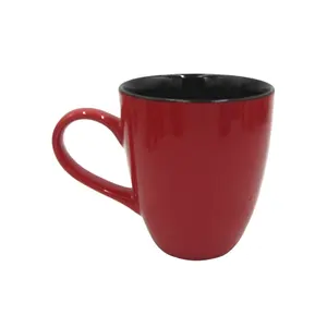 Чашка для кофе и чая, Кружка для супа с ручкой, красная черная глянцевая керамическая большая емкость, большие фарфоровые классические кружки для кемпинга, хорошие