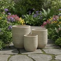 Ensemble de 3 pots de fleurs en pierre de fibre antique, jardinières élégantes pour une utilisation en intérieur et en extérieur