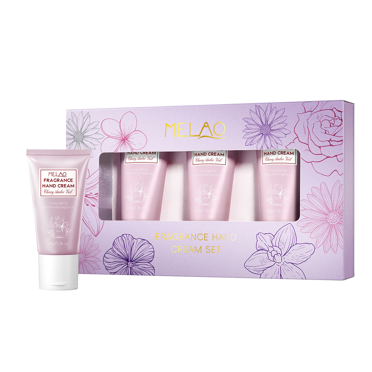 Coffret de crème pour les mains parfumée (voile d'ambre cerise)