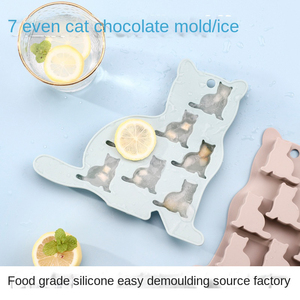 Silicone Kitten <span class=keywords><strong>Cat</strong></span> Ice Cream Geléia Doces Bolo Molde com Gota Cola OPP Saco Embalado - Product Image 3