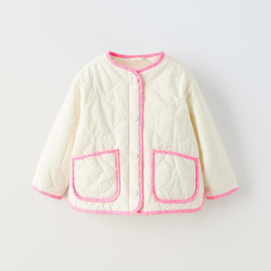 OEM Custom Contrast <strong>Neon</strong> Floral Trim Padded Jacket for <strong>Kids</strong> - Product Image 1