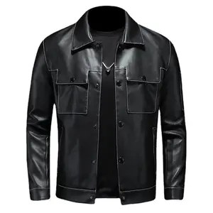 2023 Novo casaco de couro dos homens outono bonito estilo coreano na moda lapela dos homens slim jaqueta de couro do motociclista versátil