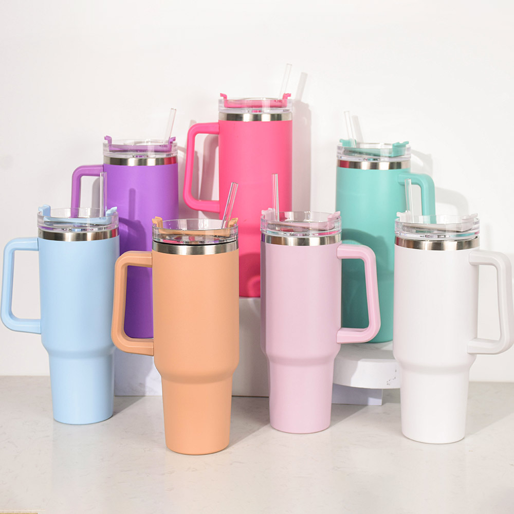 Кружки stanley Amazon, Лидер продаж, дорожная кружка объемом 40 унций с ручкой и соломинкой, закалка объемом 40 унций, сублимация