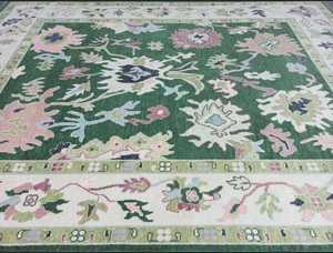 Alfombra de Lana Anudada a Mano Oushak Verde de 8x10 para Dormitorio, Cocina y Habitación Infantil, Alfombra Vintage Colorida, Tamaño Personalizable Disponible - Product Image 6