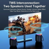 Altavoz Inalámbrico con Bajos Profundos, Cubierta de Tela, Portátil para Exteriores, Multifuncional, Iluminación Ambiental RGB, para Cine en Casa y Fiestas