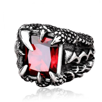 Bague unique pour homme en acier inoxydable avec incrustation de zircon bleu en forme de griffe de dragon, design de mode exquis pour les cadeaux de mariage et de fête