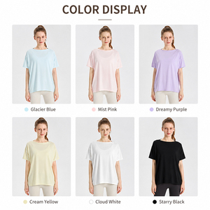 Camiseta de Yoga para Mujer, Refrigerante, Antibacteriana, de Secado Rápido, Transpirable, con Protección Solar, Holgada, de Manga Corta, para Pilates - Product Image 5