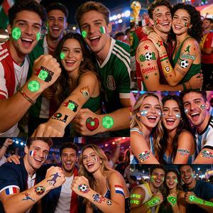 Autocollant de tatouage temporaire transfrontalier 2026 pour le visage, imperméable, drapeau national, football, club, soutien, États-Unis, Canada, Mexique - Product Image 3