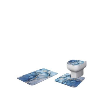 Wholesale <b>Black</b> Marble Vein Polyester <b>Shower</b> Curtain <b>Set</b> with Hooks Waterproof Modern Bathroom Decor Digital Print - Product Image 4