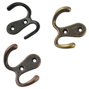 Wall Mount Coat Hooks Double Hook Antique Bronze Black Bronze Red Bronze For <b>Clothes</b> <b>Storage</b> Behind Door Or Wall Installation - Product Image 5