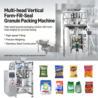 Mesin Pengemas VFFS Otomatis Penuh Multi Head Weighing untuk Kacang, Biji-bijian, Granul, Keripik Kentang, Makanan Ringan, Popcorn, Permen dengan Gulungan Film