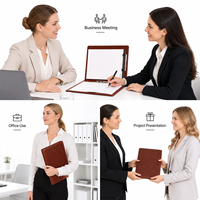Porte-documents en cuir PU vintage A4 avec logo personnalisé, grain fin de qualité supérieure, pour réunions, présentations de bureau, vente en gros