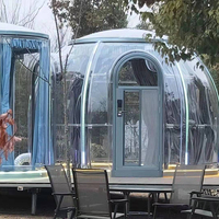 Tente Igloo Dôme Géodésique Mobile d'Extérieur Robuste en Polycarbonate PC Transparent pour Restaurant Salon Professionnel Haute Résistance au Feu