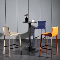 Chaise de bar en cuir à haut dossier, style minimaliste italien de luxe léger, avec structure en fer, design moderne, écologique, pour la maison, le bar, l'hôtel, la salle à manger
