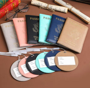 Porte-passeport en gros bon marché avec fente pour <span class=keywords><strong>carte</strong></span> étui à passeport en cuir PU couverture de passeport de voyage des États-Unis et étiquette de bagage - Product Image 4