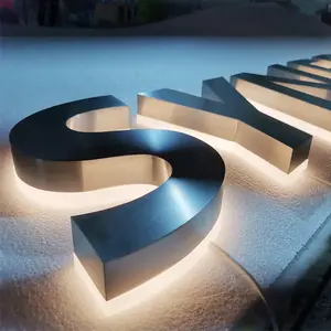 Factory Price Led 3d Letters Illuminated Sign Stainless Steel 3d Sign For Business Sign Company Logo Name