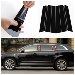 Embellecedor de ventana de coche <span class=keywords><strong>Lincoln</strong></span> MKT MKZ MKS MKX <span class=keywords><strong>Mark</strong></span> <span class=keywords><strong>LT</strong></span> <span class=keywords><strong>2009</strong></span> 2013 2015, cubierta de marco de puerta, accesorios adhesivos de pilar central negro brillante - Product Image 1