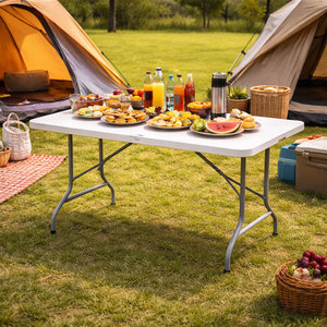 Mesa Retangular Branca Portátil de Plástico para Eventos, Casamentos, Camping e Piqueniques - Product Image 5