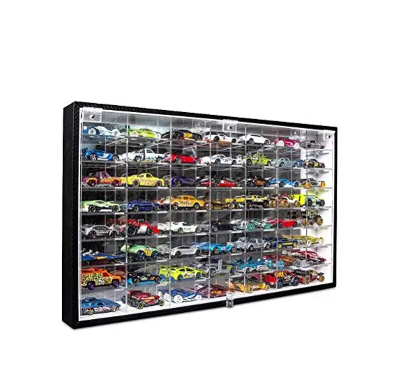 56 slot parete in acrilico display caso plexiglass scaffale armadio di stoccaggio per hot wheels da collezione