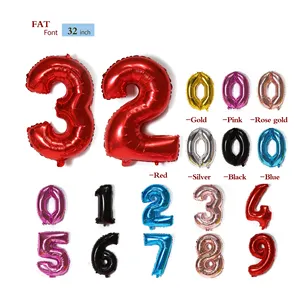 Lovne 32 इंच जंबो रजत संख्या 2 गुब्बारा विशाल प्रोम गुब्बारे हीलियम पन्नी Mylar विशाल संख्या गुब्बारे 0 करने के लिए 9 जन्मदिन की पार्टी के लिए
