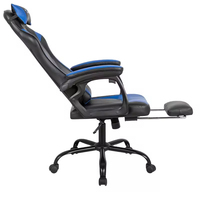 Chaise de jeu ergonomique pivotante de luxe moderne en cuir synthétique avec repose-pieds et structure en acier pour PC Gamer