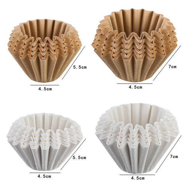 Ecocoffee 50pcs/bag 2 Cups 4 Cups Paper Filter Natural Wood Pulp Coffee Filters Hand Drip Paper