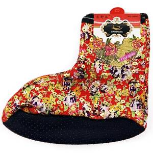 Custom-designed floral pattern winter <b>bed</b> <b>socks</b>, short casual warm non-slip ankle <b>socks</b> with logo cuffs for <b>women</b> and girls - Product Image 2