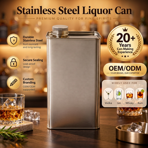 Conteneur rectangulaire en acier inoxydable 304 de 750 ml, finition mate, pour spiritueux, emballage métallique vide pour vin, avec couvercle à vis, impression personnalisée - Product Image 1