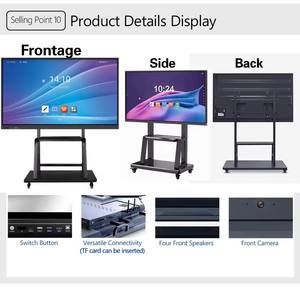 Tableau blanc interactif en gros, tableau intelligent fabriqué en Chine, montage mural, résolution 4K, double système d'exploitation (Android Windows), 20 points tactiles pour - Product Image 2