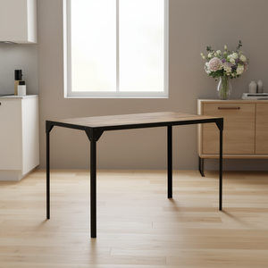 Tavolo da Pranzo Moderno Industriale con Piano in Legno e Gambe in Metallo, Rettangolare per 4 Persone, Design Stabile per Arredamento Casa - Product Image 2