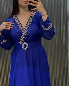 Robe musulmane décontractée pour femmes, style Dubaï, abaya, robe longue en denim avec strass, grande taille, activités ethniques, travail, Moyen-Orient - Product Image 6