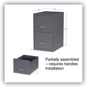 Archivador vertical de acero Alera Soho con 2 cajones, 14 x 18 x 24.1 pulgadas, para uso en oficinas y talleres, color carbón - Product Image 2